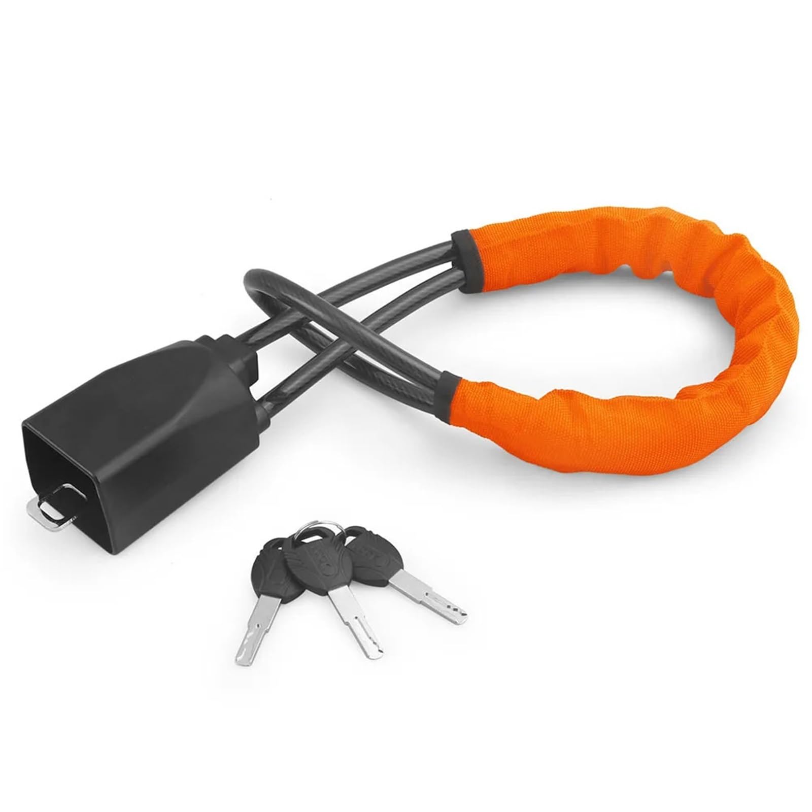 Antivol de volant avec prise ceinture de sécurité universel orange en acier robuste avec 3 clés