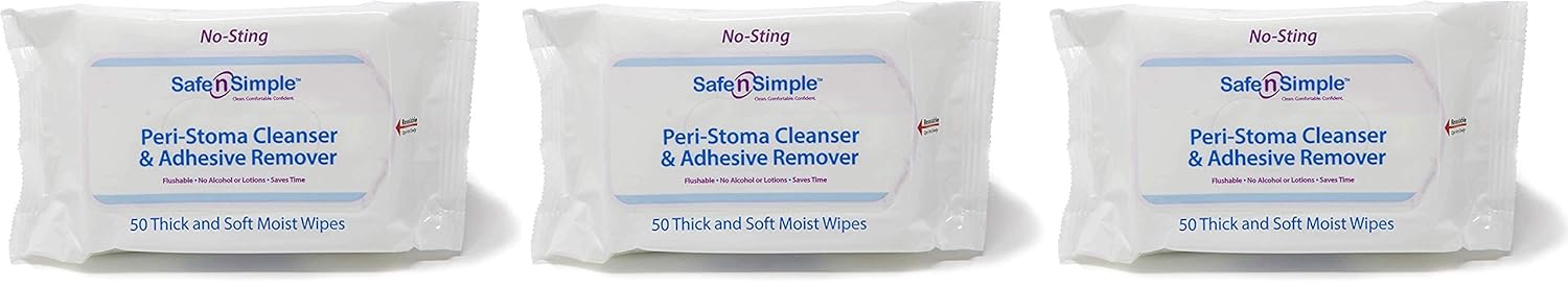 Safe n' Simple Adhesive Remover Wipes, Large, Pack of 50 Wipes (3)