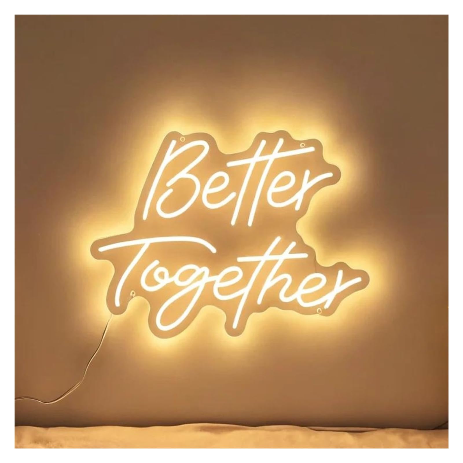 LEMST Sign Lamp Better Together Neon Sign for Wedding Anniversary Engagement Room Aesthetics Decor Dimmable USB Powered Light 40cmx29.8cm(A)
