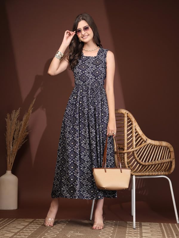 Image of Dress for Women | New Rayon Floral Printed Flared Maxi Dress for Women & Girl's