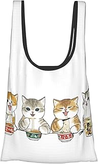 ダブルえび天にゃん エコバッグ 買い物バッグ 買い物袋 ショッピングバッグ 折り畳み コンパクト 便利 丈夫 大容量 防水 ショルダー折りたたみ式ハンドバッグ 軽量 ポケットサイズ 繰り返し洗え コンパクト 男女兼用 人気