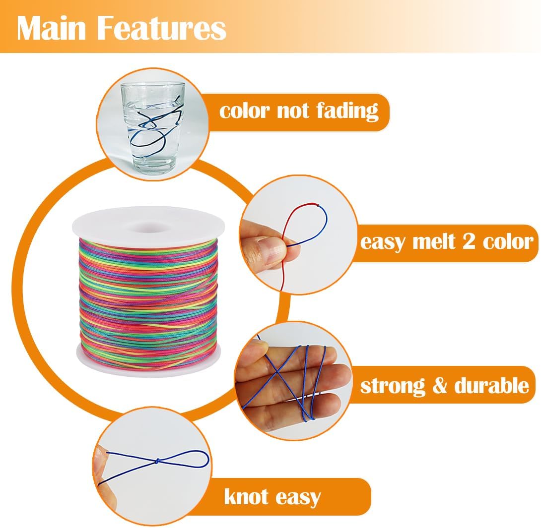 Ewparts Nylon String for Bracelets,Nylon Craft String -15 Vibrant Colors, 1mm Thickness, 27 Yards Each Spool,Strong & Smooth for Jewelry Making, Gift Wrapping, Arts & Crafts Projects