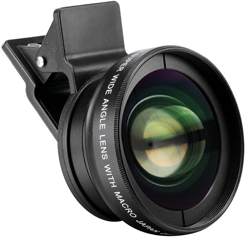 Phone Lens iBlood Cellphone DSLR Professional HD 2 in 1 Camera Lens Kit for iPhone Samsung Galaxy Mobile Phone, 0.45x Super Wide Angle Lens + 12.5X Super Macro Lens + 37mm Thread Clip Holder