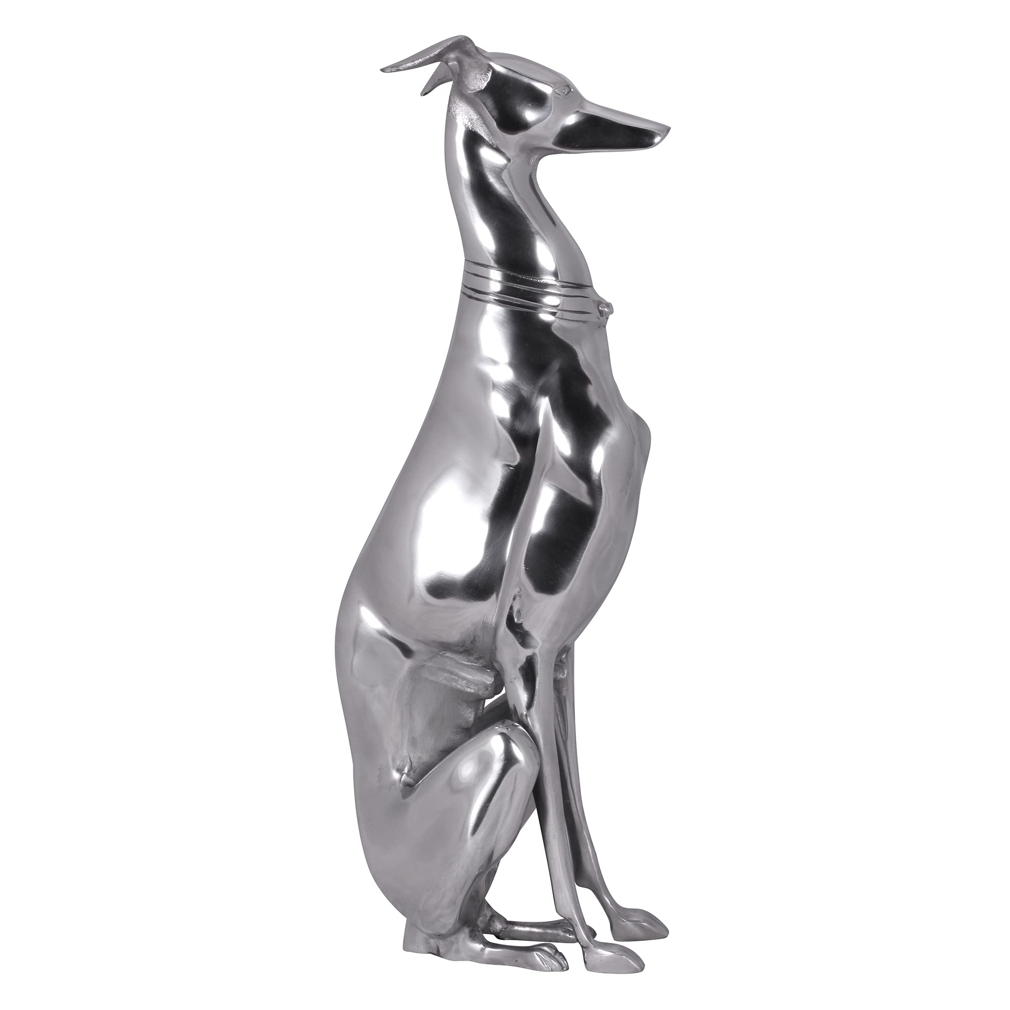 FineBuy Dekoration Design Dog aus Aluminium silbern Windhund Skulptur Hundestatue Silber