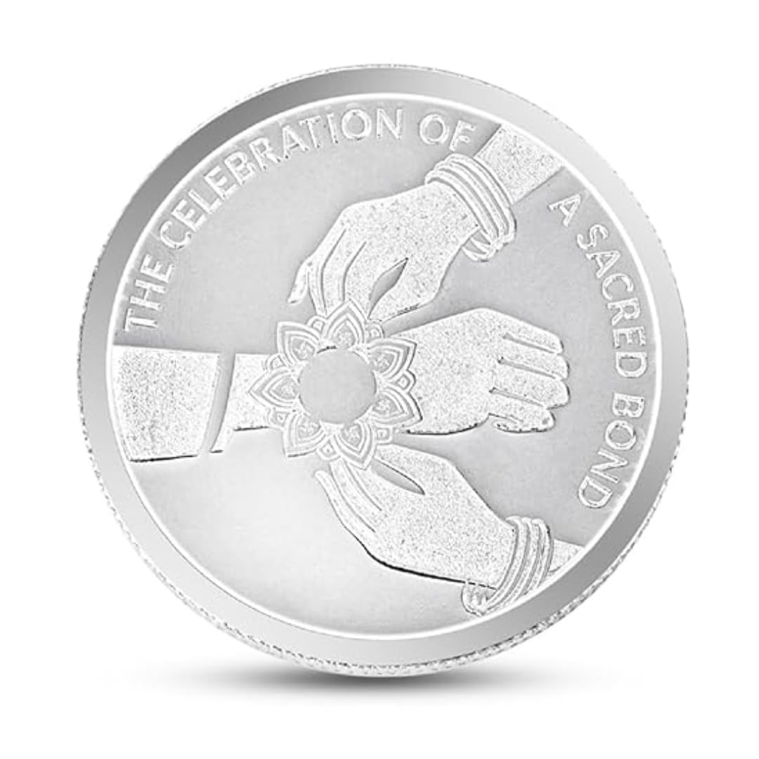 CHOTTEY LAL AND SONS999 Pure Silver Brother - Sister Print & Rakhi Print Design Colorful Rakhi Coin with Capsule Box With Beautiful Pink Box Packaging for Bhaidooj - (Pack of 2, 10 Gram)