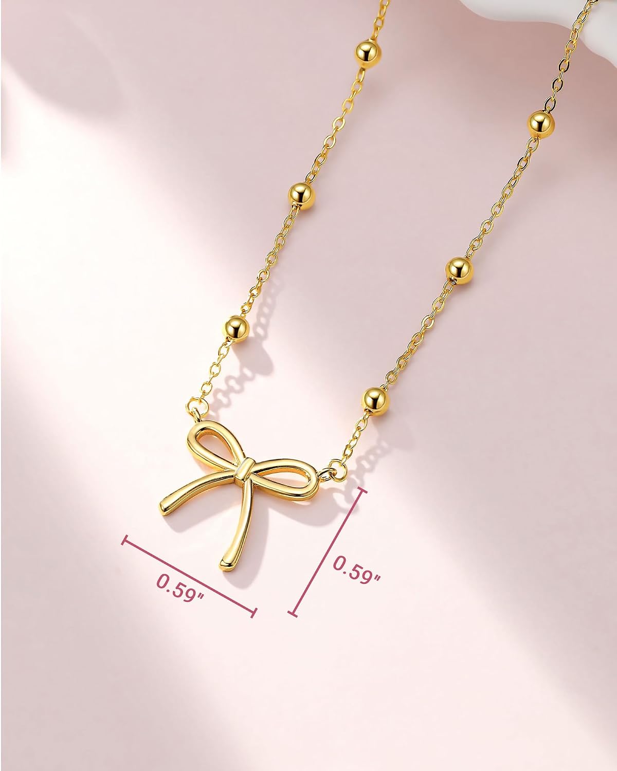 Eryuor You Are Loved, 14K Gold Bow Necklace Cute Gifts for Tween Teen Girls