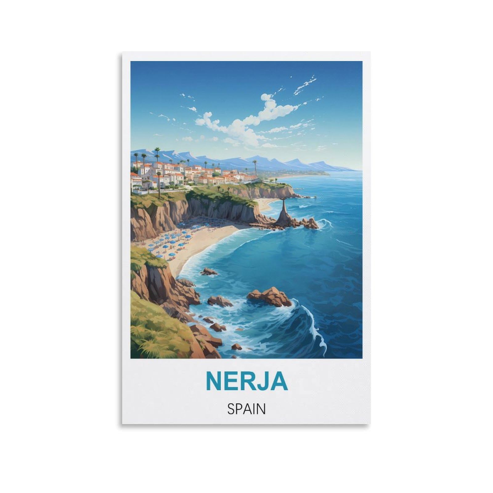 HWJJUII Nerja Spain Vintage Travel Poster 08x12inch(20x30cm) Canvas Wall Posters And Art Picture Print Modern Family Bedroom Decor Posters