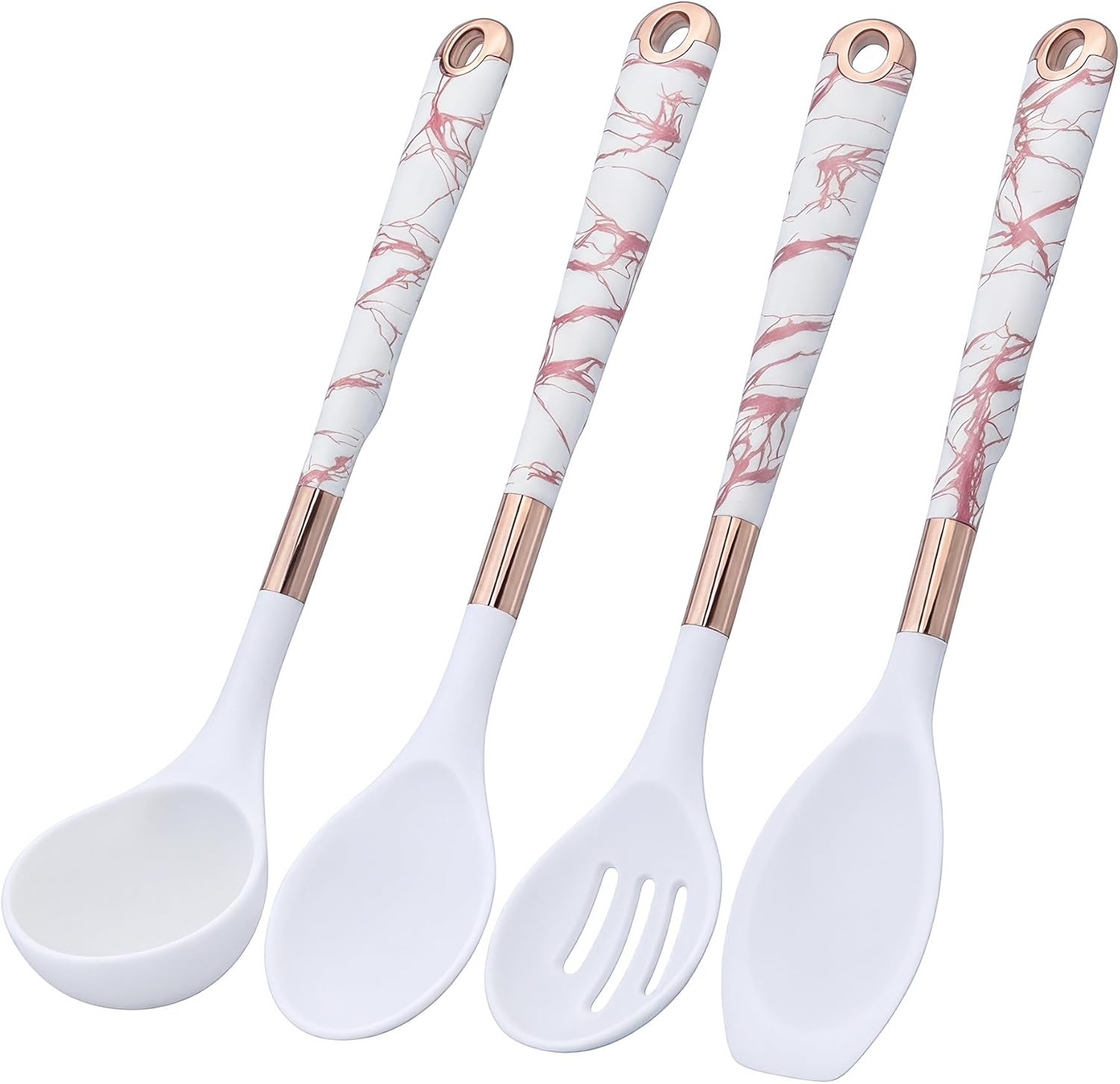4 Pcs Silicone Utensil Set, Non Stick Safe & Heat Resistant, Includes Ladles, Slotted Spoon & Spoonula, Kitchen Must Have 4Pcs Blue