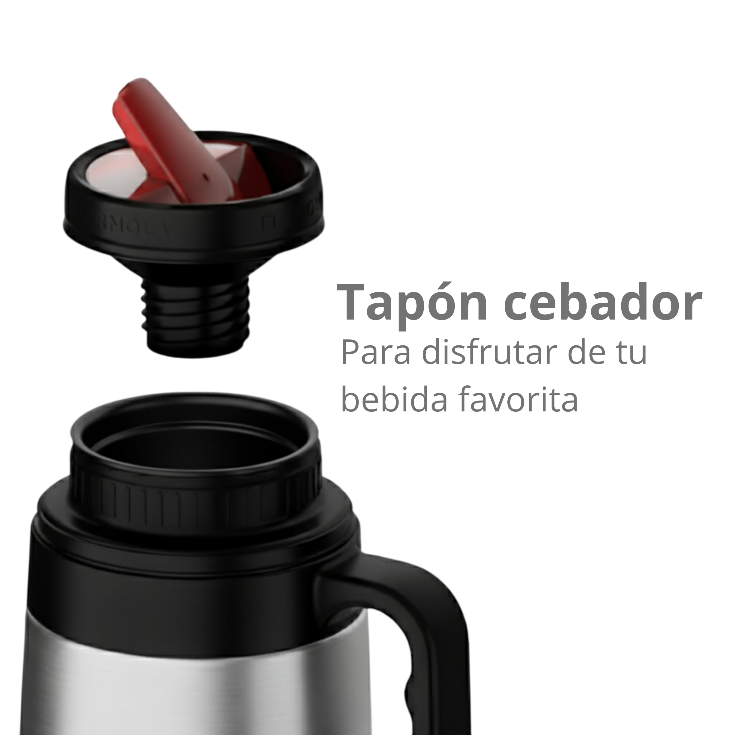 TERMOLAR - Termo R-EVOLUTION 1L con Pico Cebador para Mate y Asa | Termo Acero Inoxidable 304 | Retención Térmica 20H Calor / 36H Frío | Botella Aislante de Viaje Premium para Café o Té