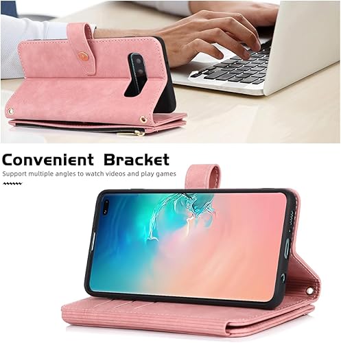 Miniatura 3 de NKECXKJ Diseño para Samsung Galaxy S10 Crossbody Wallet Case con PU cuero tarjetero ranuras Kickstand cierre magnético Flip Folio Zipper Bolso