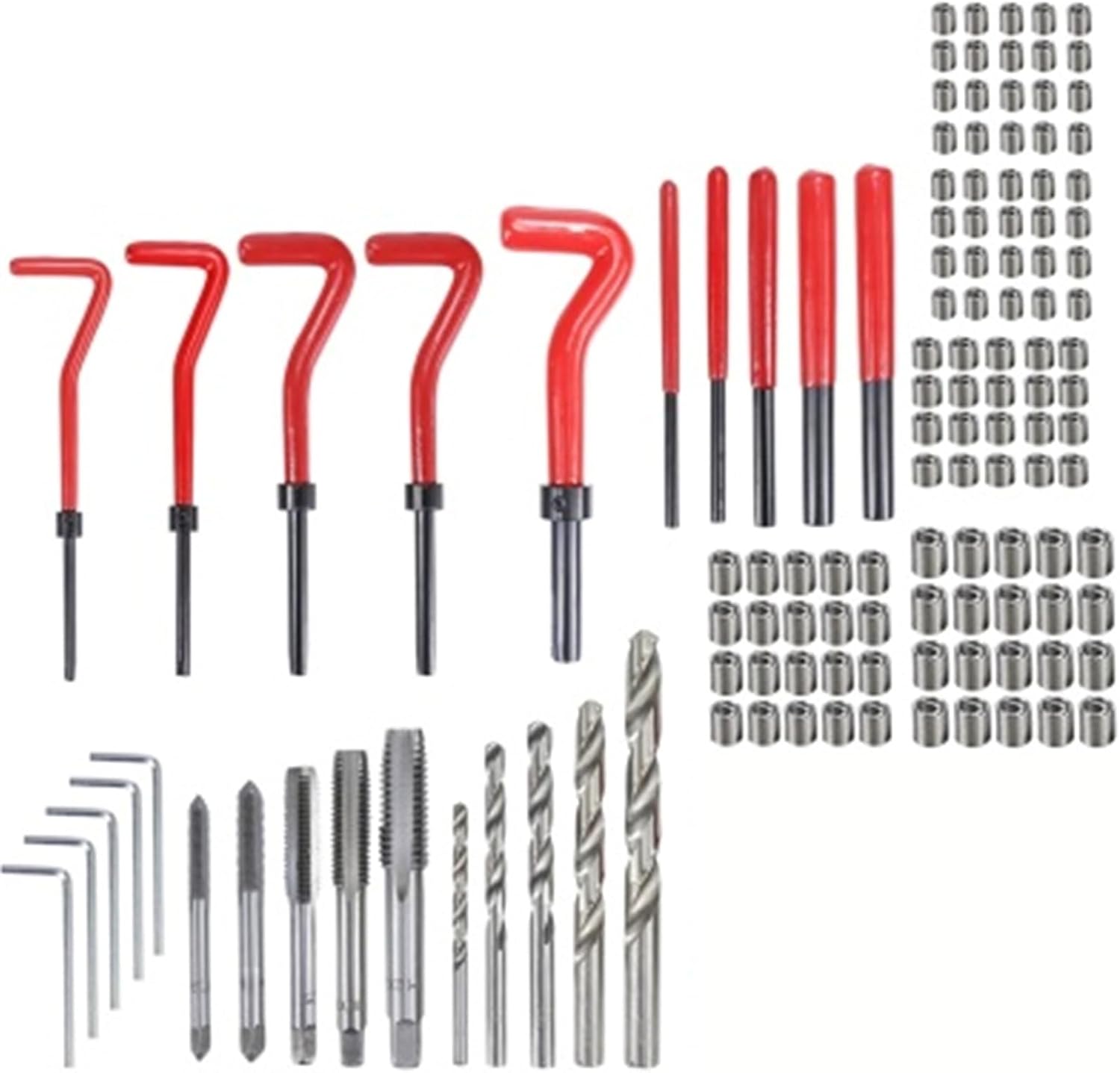 Metric Thread Repair Kit M5 M6 M8 M10 M12 Thread Tool Spanner Wrench Inserts Drill Tap Set for Restoring Damaged Repair Tools (Color : 131pcs Set, Size : A)