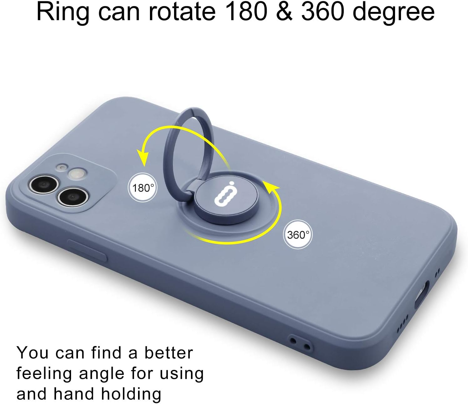 ICONFLANG Compatible with iPhone 12 Mini Case, Cover Fit for iPhone 12 Mini with Ring Holder Kickstand Compatible with Magnetic Car Mount, Anti-Scratch Shock Absorption 5.4 Inch Protective Case (Gray)