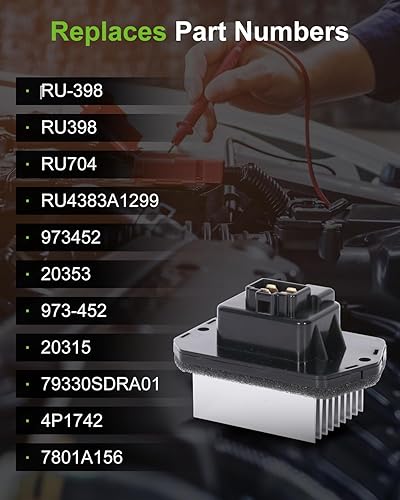 Miniatura 988 de SCITOO Resistencia de motor de ventilador HVAC para 2008-2013 para Chrysler 300/2008-2016 para Town & Country/2008-2010 para Dodge Charger/2008-2018