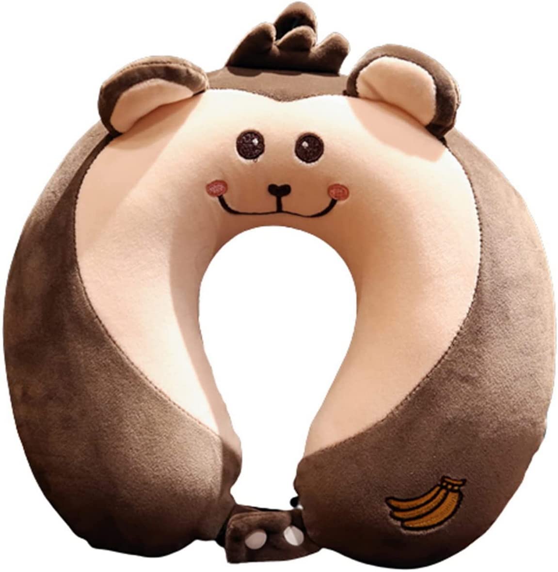 AOOPOO Kids Travel Pillow Cute Children Neck Pillow Super Soft Chin & Neck Support Cushion Washable Travel Sleeping Pillow Suitable for Sleeping Pillows Airplanes Cars And Home Use (Monkey)