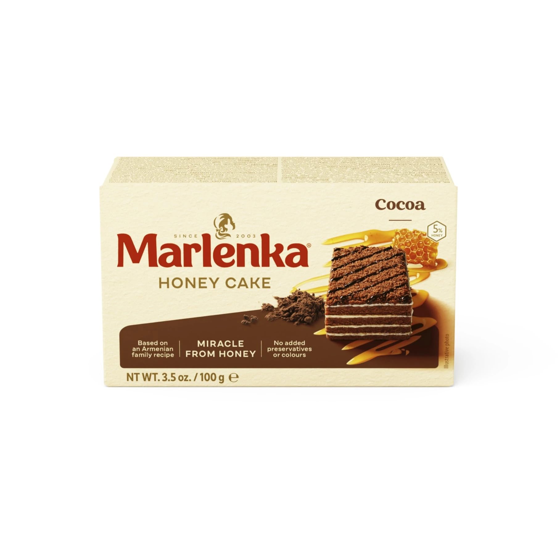 MARLENKA® Honigkuchen mit Kakao, Traditionelles armenisches Dessert, 16x100g Familienpackung, Lange Haltbarkeit, Ohne Konservierungsstoffe