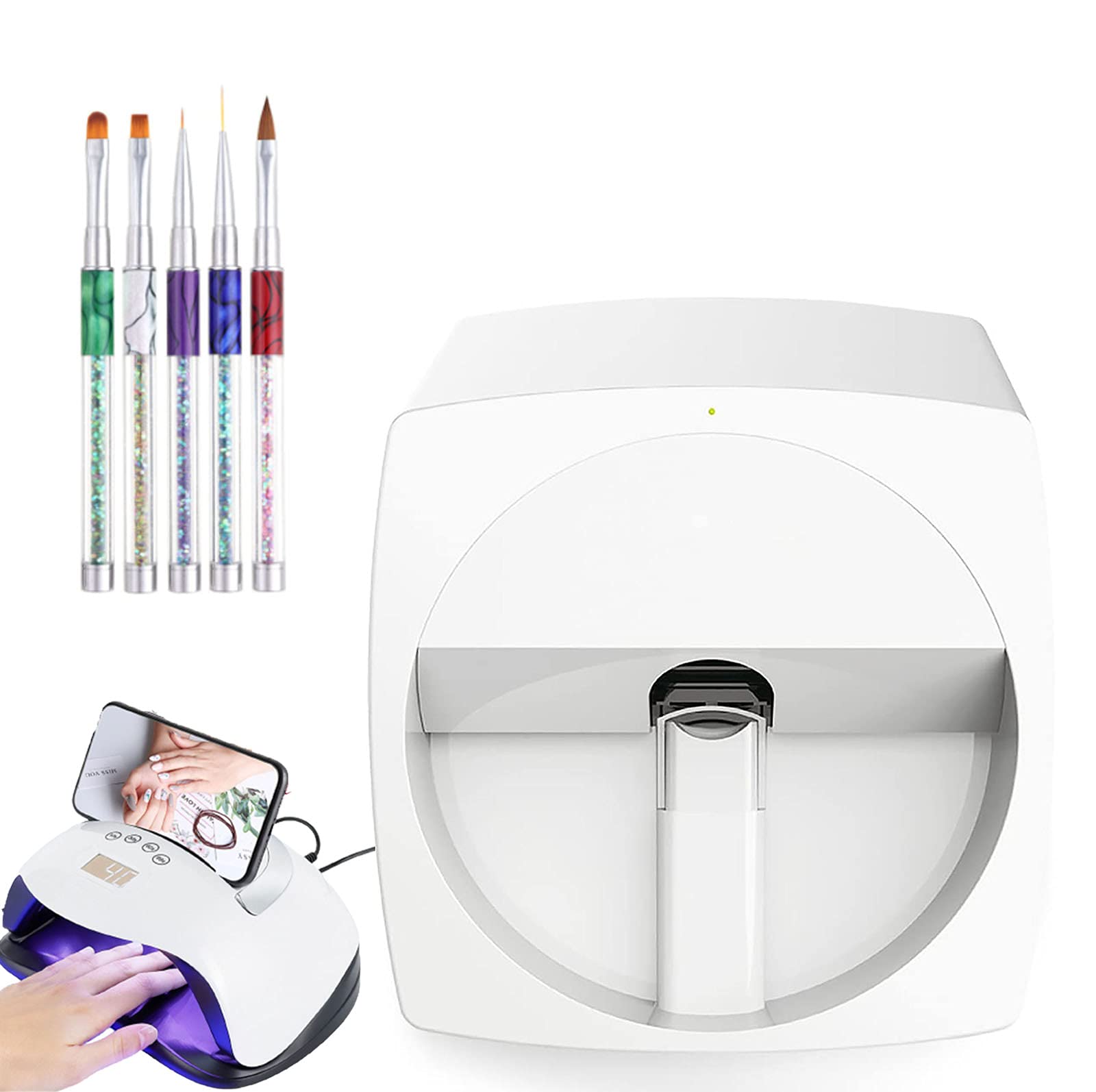 Impresora de Arte de Uñas, Máquina de Manicura para el Hogar con Impresión de Uñas en 3D Móvil Automática, Paquete de Gel para Uñas, Cepillo para Esmalte de Uñas y Lámpara para Uñas