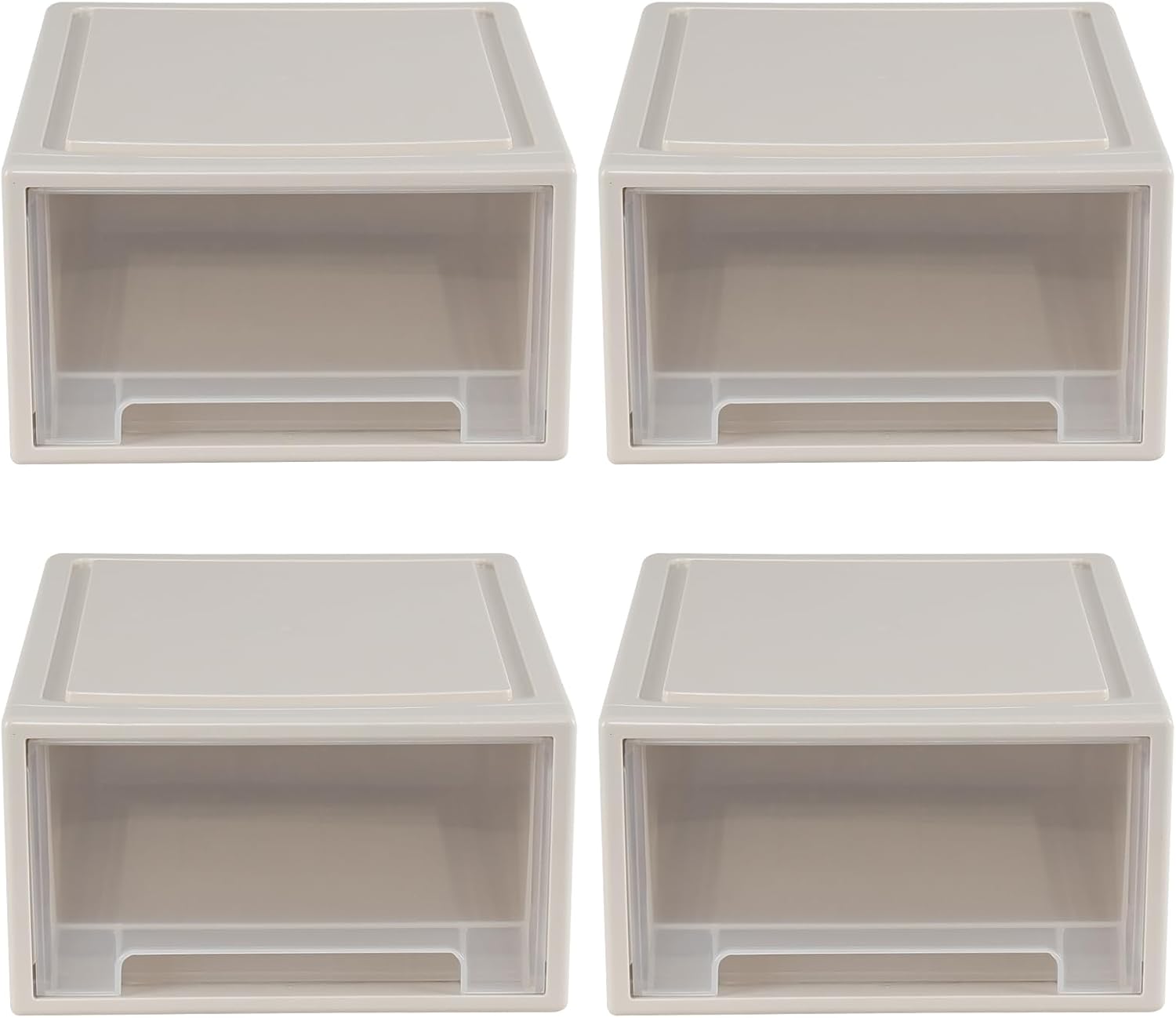 Xyskin 4-Pack 19 Quart Large Stackable Drawer Organizer Unit, Plastic Pull-Out Stackable Drawers for Bathroom Closet, Medicine, Cabinet, Pantry Storage, Bottle Organizer