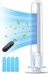 FANCOLE 43-INCH Evaporative Air Cooler, Portable Air Conditioners w/Cool Mode & 3 Speeds, 12H Timer for Auto-Off & Remote, 1 Gallon Water Tank, Wider Oscillating, Air Cooler for Room Bedroom Office