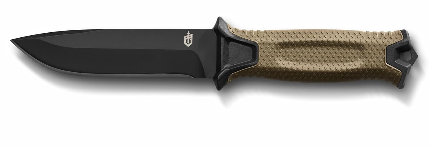 Gerber Gear StrongArm Knife - Fixed Blade - Tactical Knife for Survival Gear - Full Tang, 420HC Steel Blade - Camping Survival Knife - Made in USA - Plain edge, Coyote Brown