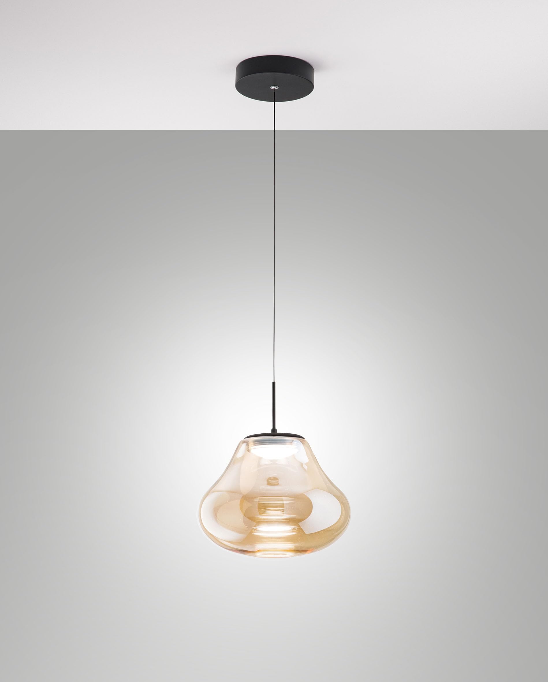 Fabas Luce Led Pendant Light Deva, Amber, Glass, Ø 25 Cm, Cct, Dimmable