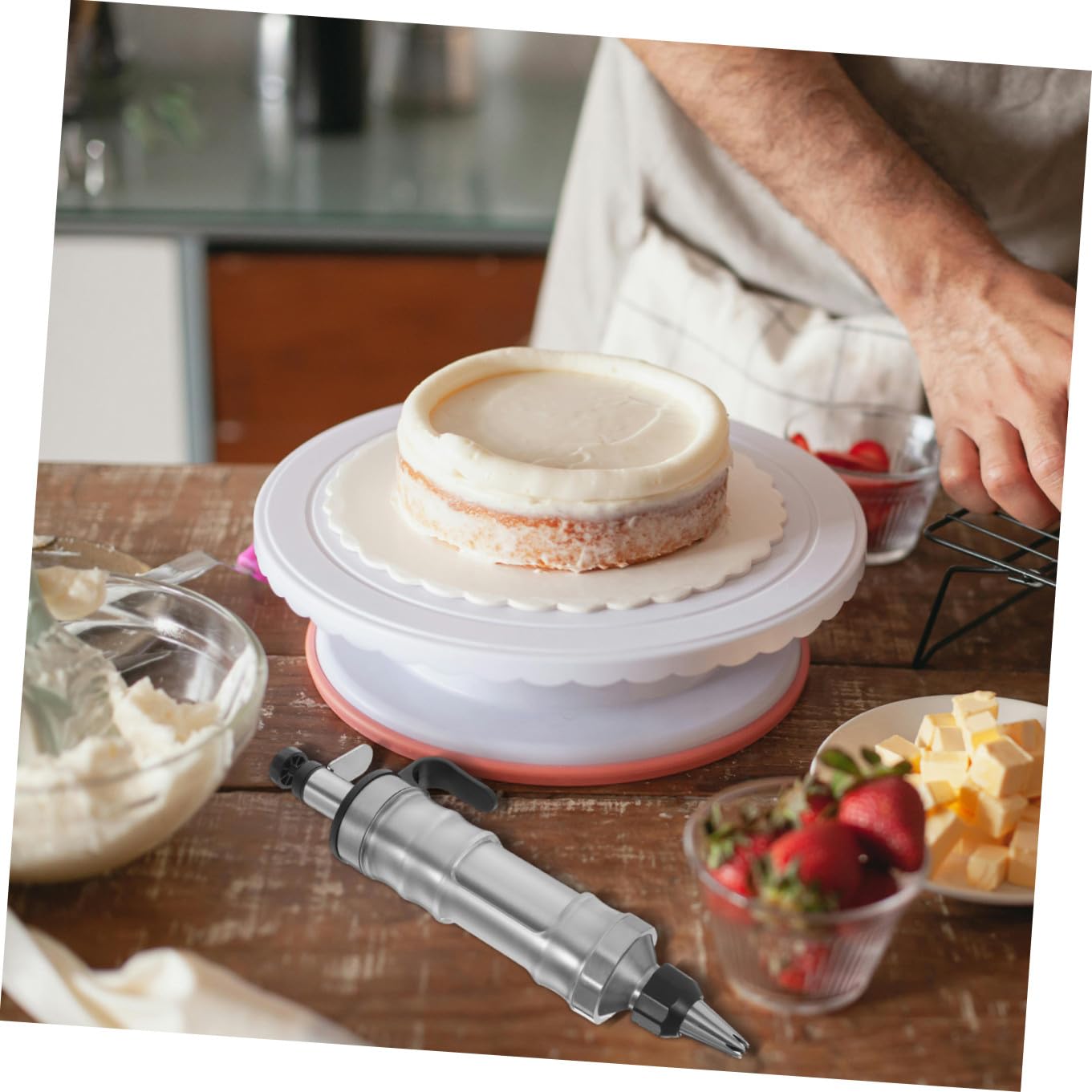 VALICLUD Herramienta Plata de Decorar Acero Pasteles Inoxidable