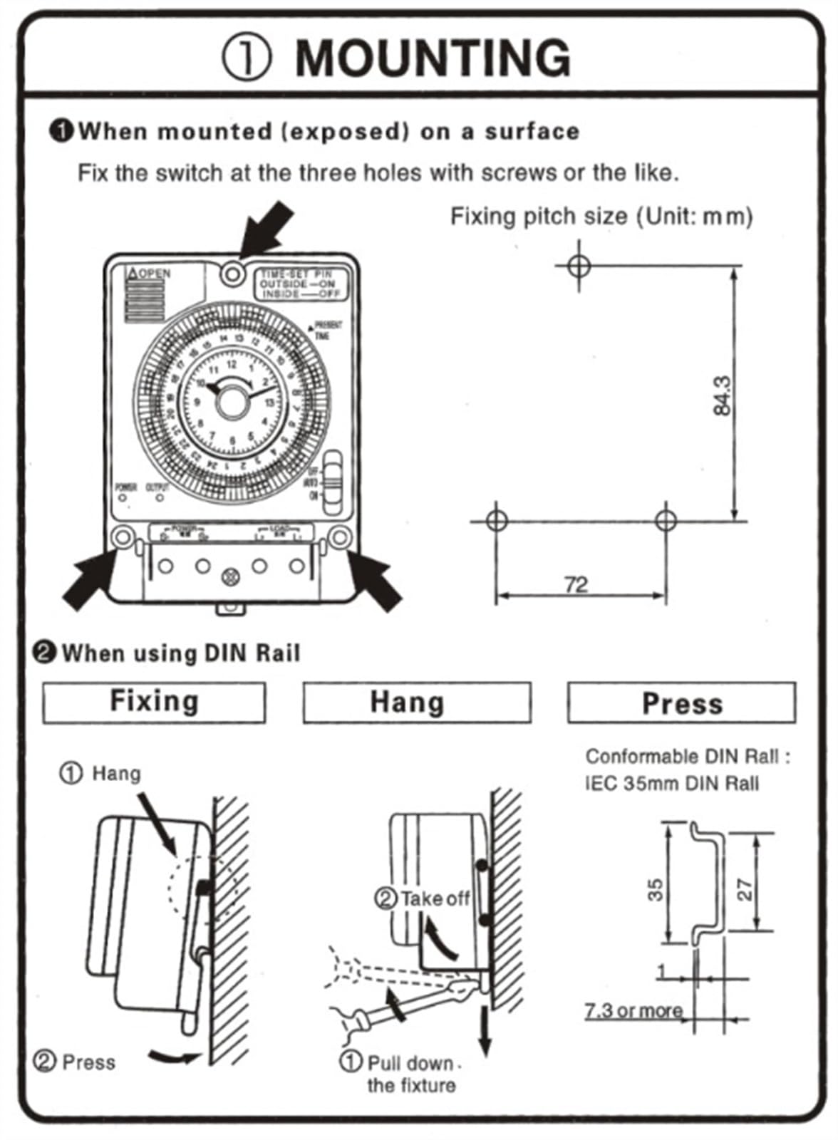 TB388 Mechanischer 24-Stunden-Zeitschaltuhr ohne Stromausfall mit Batterie, 100 V-240 V, 15 A, Zeitschaltplan