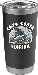 Cayo Costa Florida Vacation Beach Shark Fin Souvenir Stainless Steel Insulated Tumbler