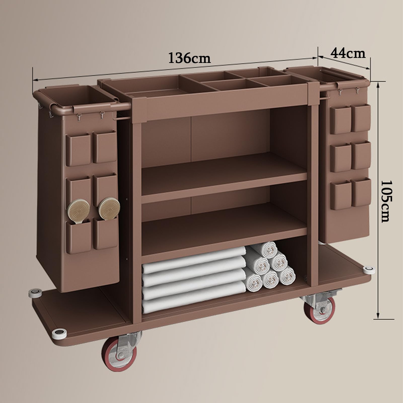 Carrito de limpieza de alta resistencia, carrito de limpieza comercial seccionado de gran superficie para oficina, hotel, suministros escolares, diseño de hierro extragrueso, almacenamiento organizado