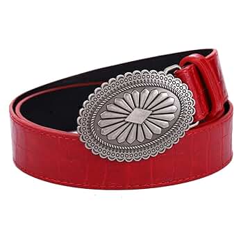 Flimire Western Women Leather Belt with Star Buckle Vintage