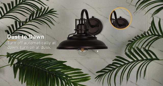 Image of FEMILA Dusk to Dawn Barn Lights, 12 inch Oil-Rubbed Bronze Outdoor Light Fixture, Exterior Lighting Fixtures, Outdoor Porch Light with E26 Base, 4FY15-1W PC ORB