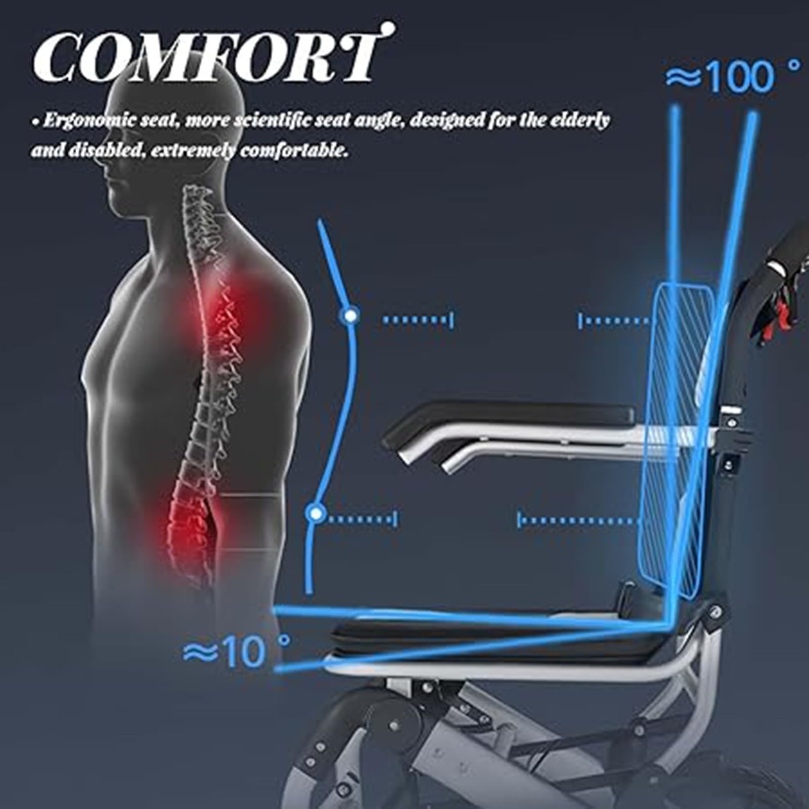 Silla de Ruedas Ultraligera, fácil de Plegar, Ligera, para Viajes, sillas de Ruedas Ligeras, Resistentes a 150 kg, para el hogar y el Transporte por Carretera, sillas de Ruedas de Aluminio A