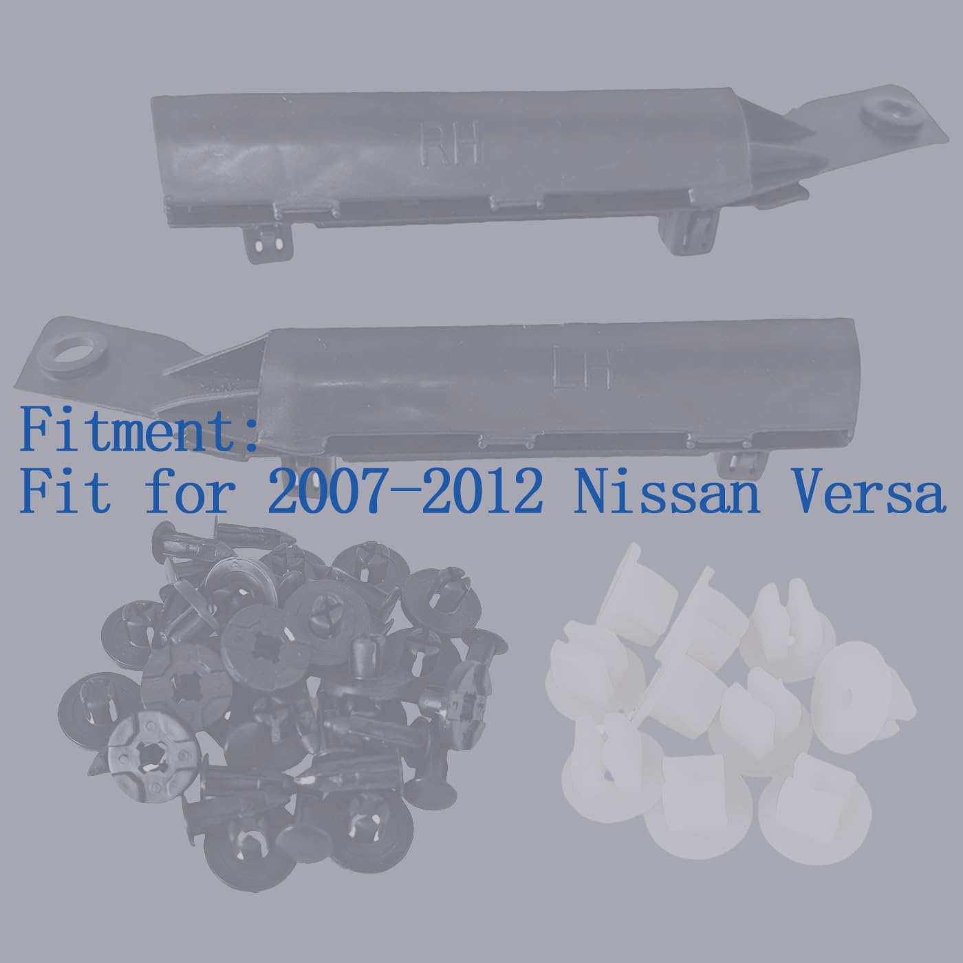 1 Pair Passenger And Driver Side Front Bumper Bracket Mounting Support Cover Molding Trim With Grommet Clips & Bumper Cover Retainers Kit Fit for 2007-2012 Nissan Versa Replace 62225-EM30A 62224-EM30A