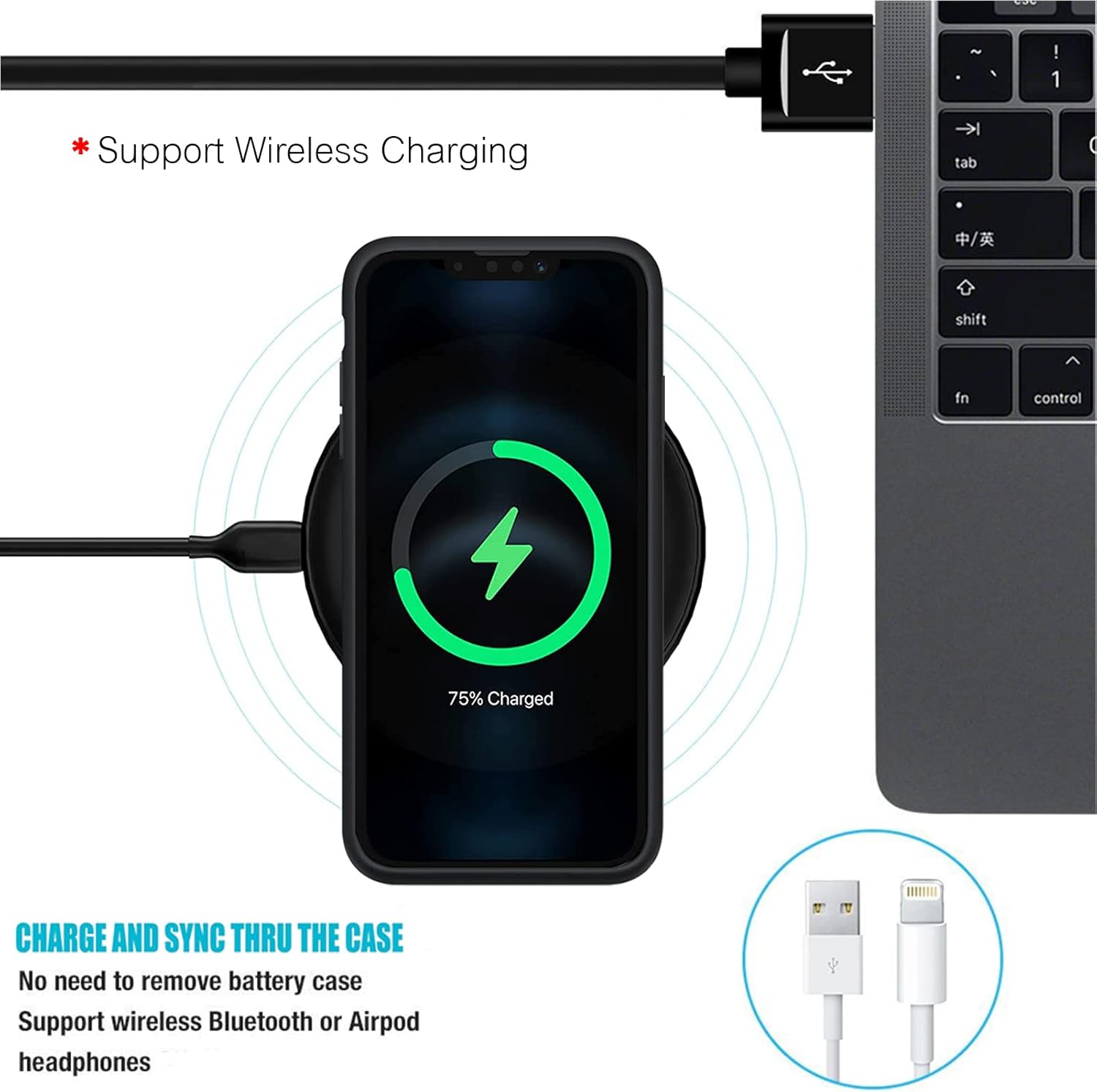 Battery Case for iPhone 13 Pro Max, Full Encircle 12000mAh High Capacity Rechargeable Portable Charger Case Extended Battery Compatible with iPhone 13 Pro Max (6.7 inch) Wireless Charging Case-Black