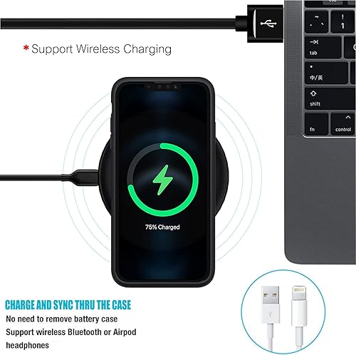 Miniatura 6 de Funda de batería para iPhone 13 Pro Max, Full Encircle 10800mAh de alta capacidad, recargable, portátil, cargador de batería extendida, compatible