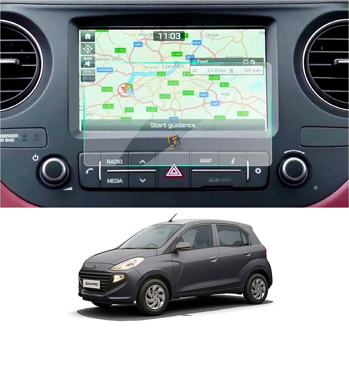 ARMOUR GUARDS Glass 9H Scratch Resistant, Unbreakable, Flexible & Shatter Proof Car Infotainment Screen Protector Compatible With Hyundai Santro Navigation System (New)-picture-32