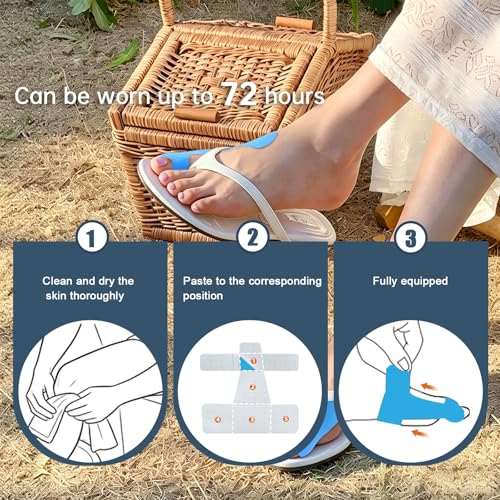 Image of Precut Kinesiology Tape for Bunion, 40 Pcs, Bunion Corrector, Big Toe Support and Pain Relief, Breathable Hypoallergenic Latex-Free Tape (Blue)
