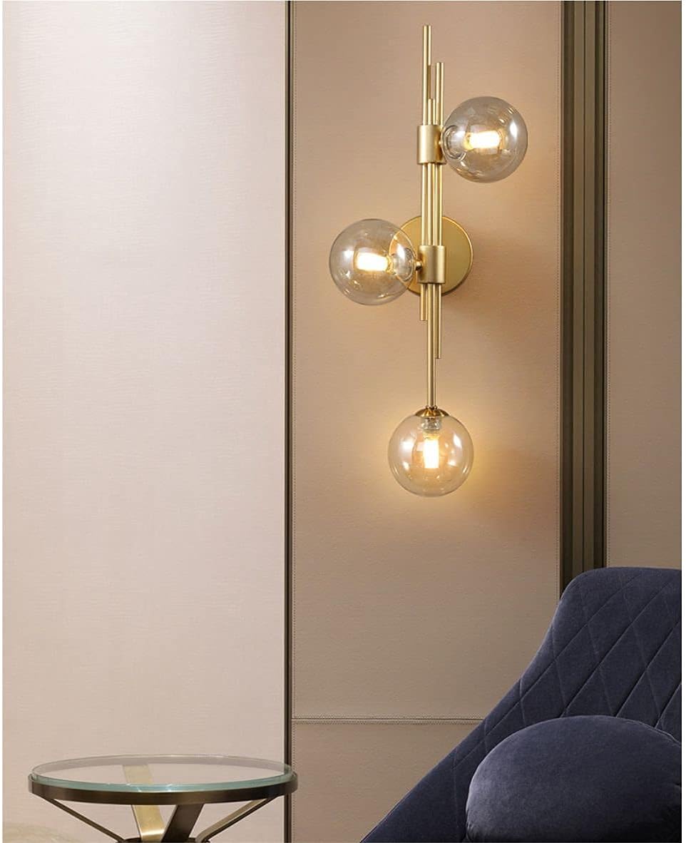 Black 5 Lights Spot Fixture Matte Black LED Track Lighting Glass Wall Sconces Mid Century Modern Globe Wall Light Fixtures for Bedroom Living Room Kitchen Island