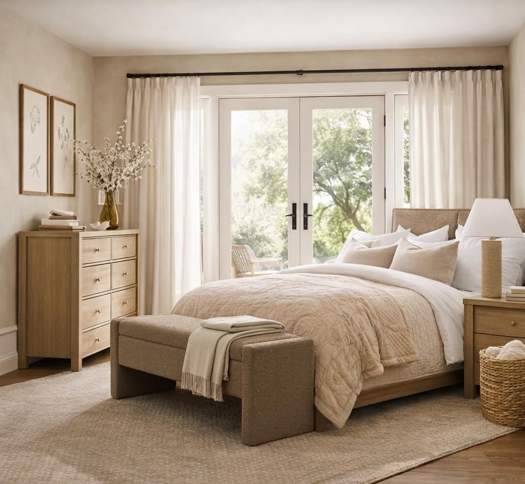 Spatial Order Copenhagen Modern Storage Bench |Spatial Order Home Décor|Bench with Storage for Living Room & Bedroom - Brown Boucle