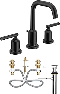 Moen Gibson Matte Black Two-Handle High Arc Widespread Bathroom Sink Faucet for 3-Hole Setups with Valve Included, TV6142BL Price In India