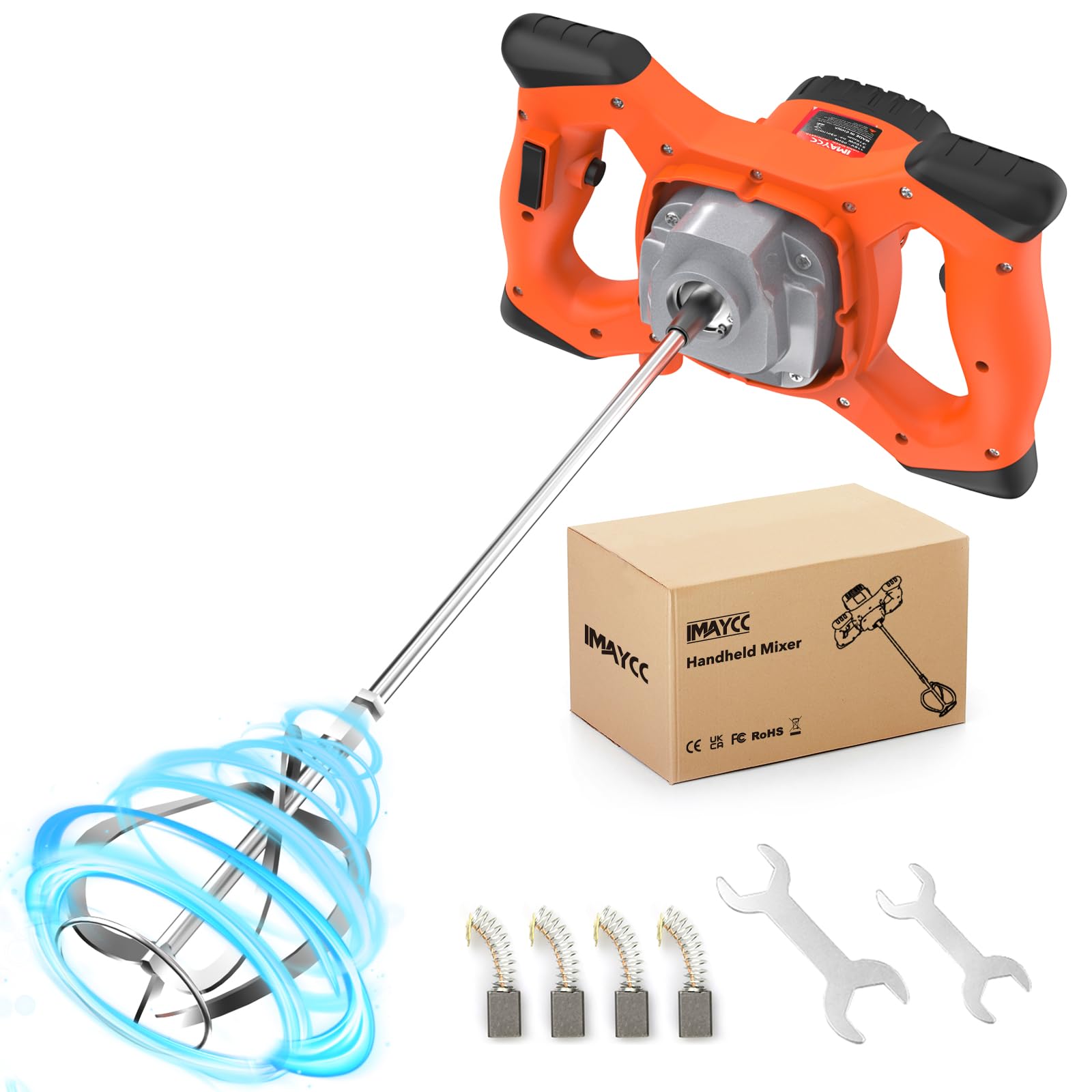 Malaxeur à Mortier Et Colle 2100 W – 220V, 6 Vitesses, Rouge, Pour Béton Et Enduits, Modèle 007