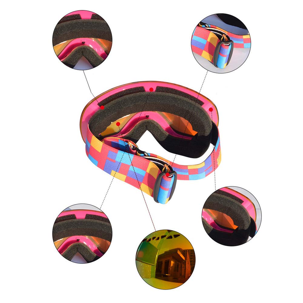 Lunettes de Ski d'extérieur pour Enfants, Lunettes de Snowboard, Lunettes de Ski Double Couche antibuée UV400, Lunettes de Vent d'extérieur