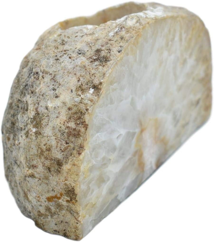 Nature's Decorations Agate Geode Tealight Holder - Handcrafted Natural Candle Holder for Living Room, Dining Table & Gifting - Reflective Ambiance, Positive Energy, Stress Reliever - Natural
