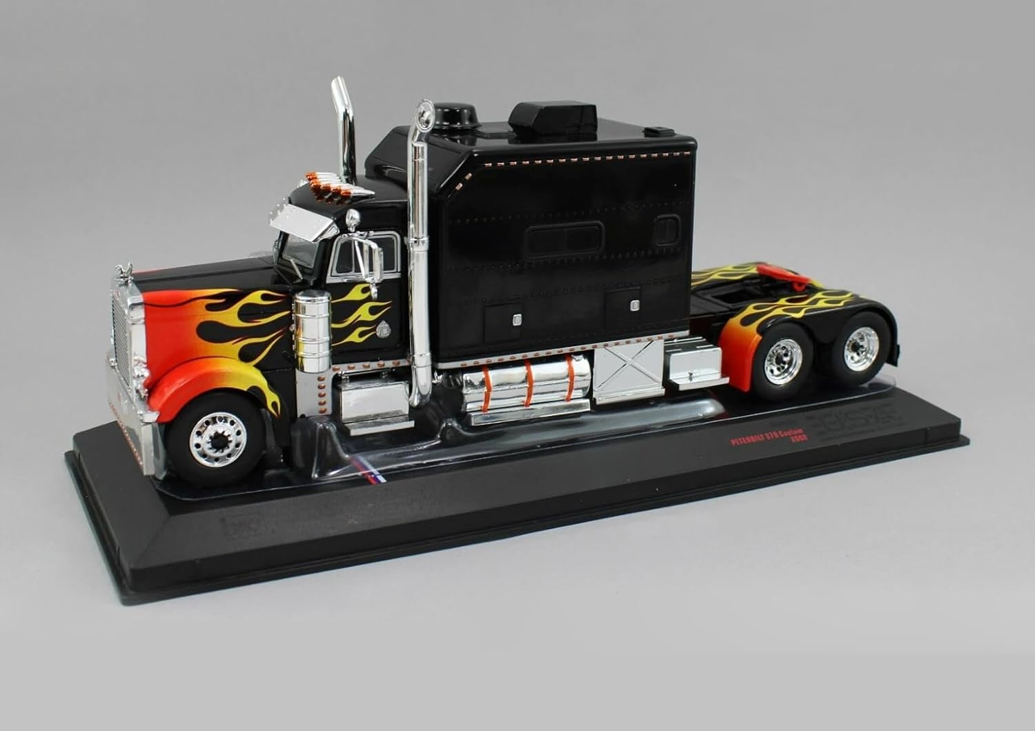 2002 379 Custom Truck Tractor Black with Flame Graphics 1/43 Diecast Model by IXO Models U43TR002