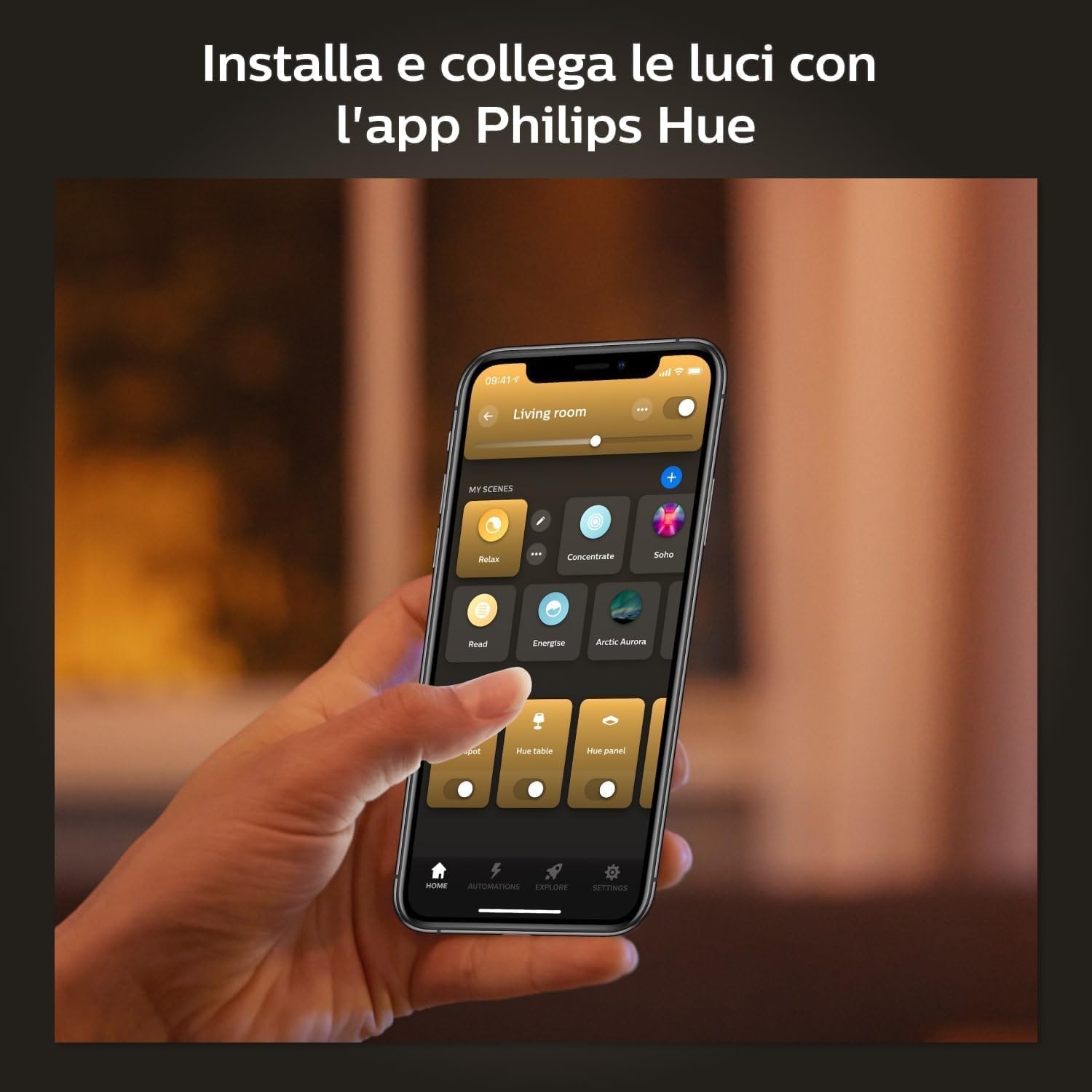 Philips Hue White 4 Lampadine Smart LED, Attacco E27, 9.5W, Luce Bianca, Dimmerabile, Controllo con Bluetooth e Hue App, Funziona con Alexa, Google Assistant e Apple HomeKit