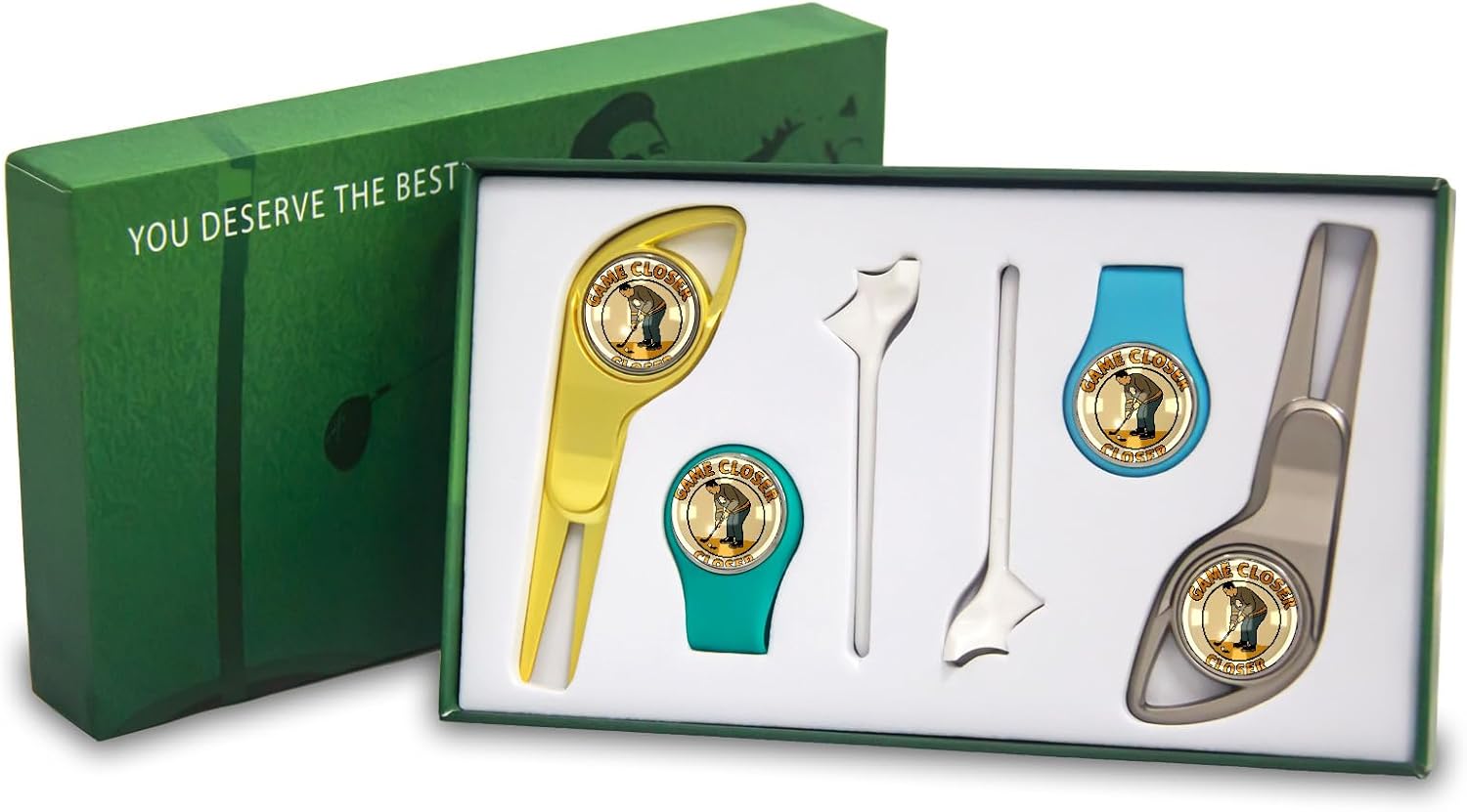 Game Closer Men's Golf Accessories Tools Kit Greens Forks Hat Clips Tees Magnetic Markers Golf Gifts Lovers for Players Perfect for Birthdays Father’s Day Anniversaries Retirement