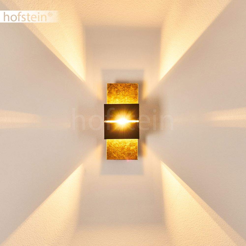 Aplique Tora, metal en negro/oro con ranura, aplique moderno con efecto luminoso, 1 x casquillo G9, aplique cubo/interior con efecto arriba y abajo, sin bombilla(s)