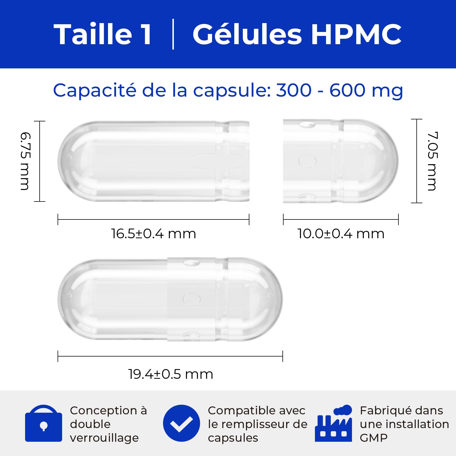ATLEMISME Gélules Vides Végétales Taille 1 - Lot de 5000 avec 2 Cuillères - Sans Gélatine - Gélules Faciles à Remplir et à Dissoudre Rapidement - Idéales pour Compléments Alimentaires et Poudres