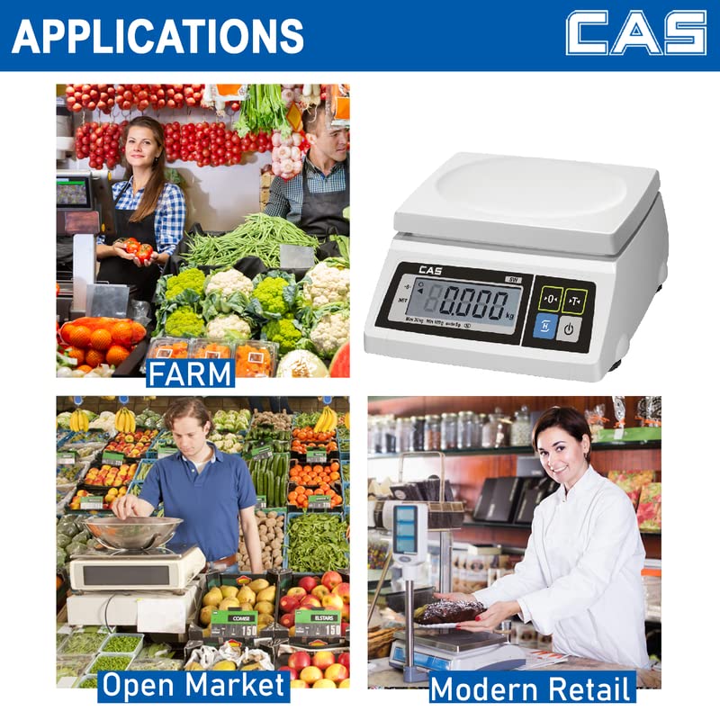 Image of CAS SW Digital Retail Weighing Machine 5kg Capacity | 500mg Precision | Dual LCD Display | Pan Size 230x190mm | Electronic Compact Table-Top Scale for Grocery, Fruits & Vegetables