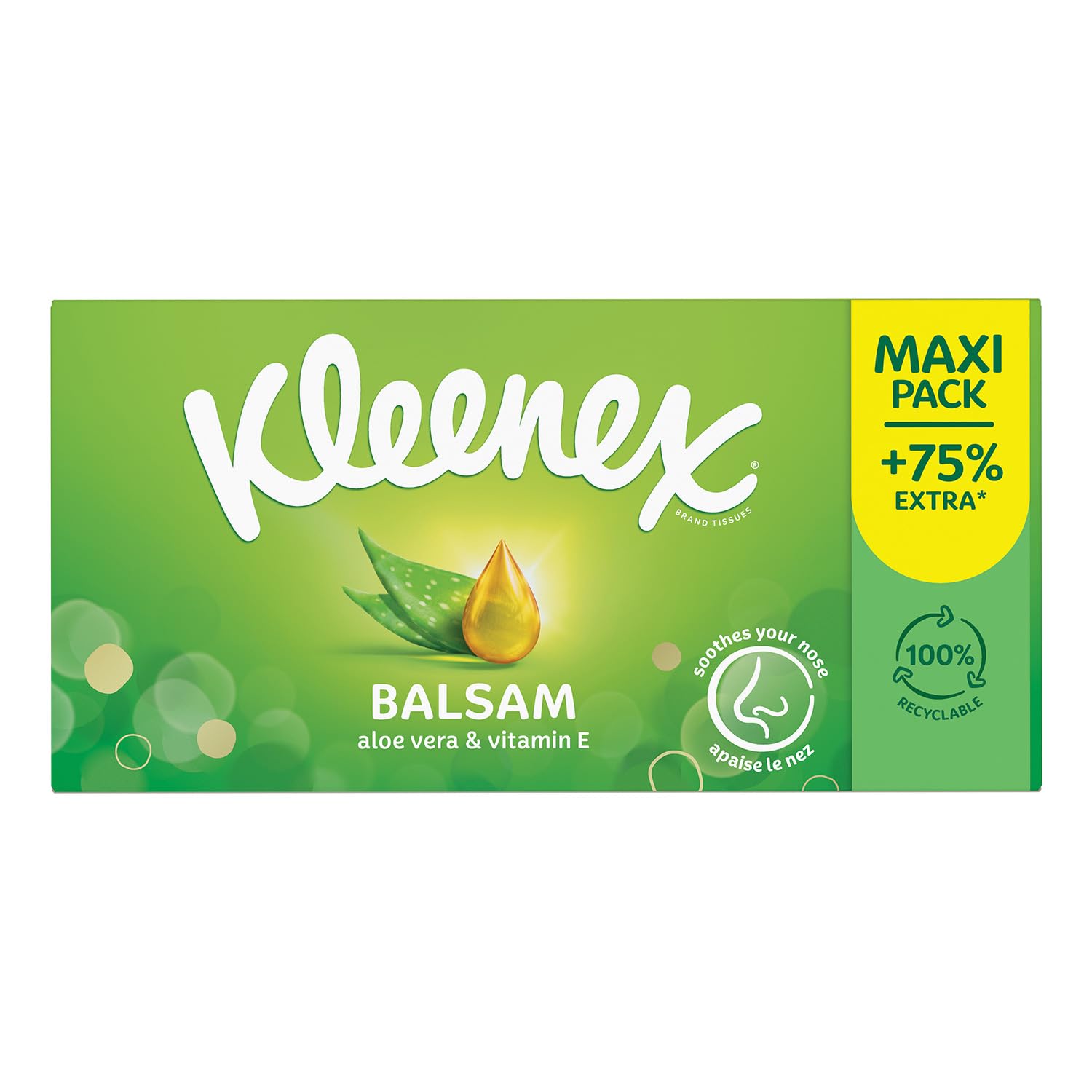 KLEENEX - Mouchoirs boîte maxi-pack Balsam (15 boites de 112 mouchoirs) - dépose un baume protecteur qui apaise vos nez idéal en cas de gros rhumes - Fabriqué en France