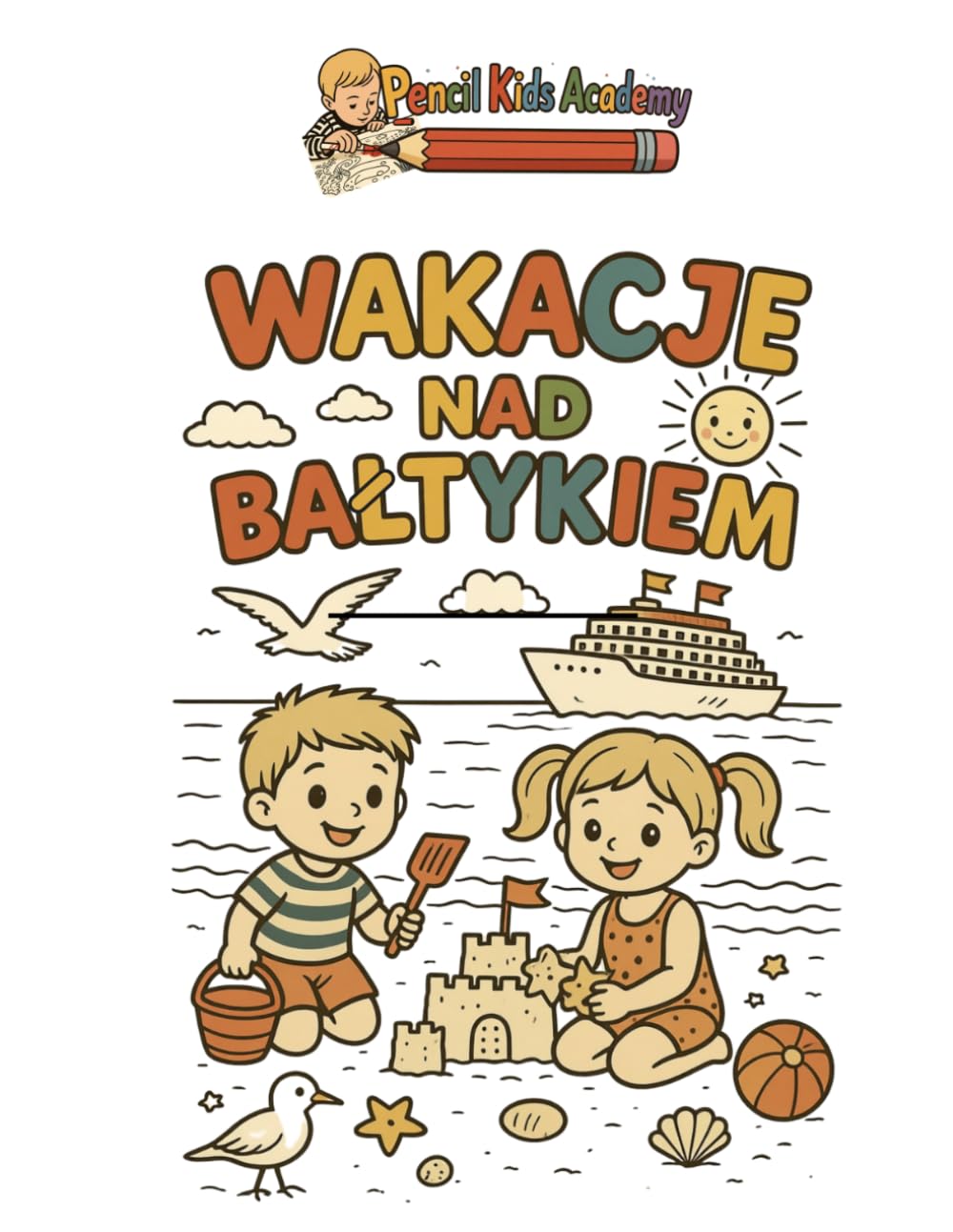 Wakacje nad Bałtykiem: Kolorowanka na wakacje | Duże motywy | Dla przedszkolaków | Czas na kreatywność (Pencil Kids Academy)
